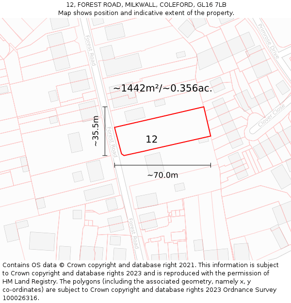 12, FOREST ROAD, MILKWALL, COLEFORD, GL16 7LB: Plot and title map