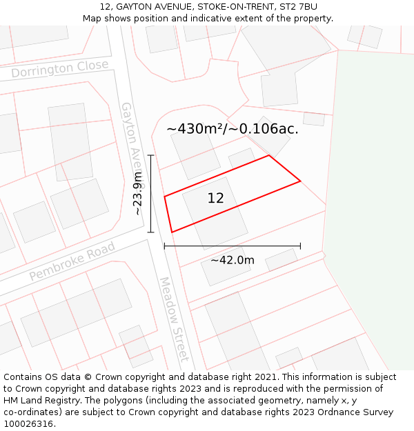 12, GAYTON AVENUE, STOKE-ON-TRENT, ST2 7BU: Plot and title map