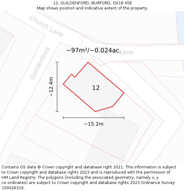 12, GUILDENFORD, BURFORD, OX18 4SE: Plot and title map