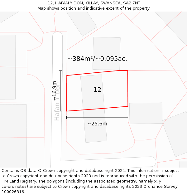 12, HAFAN Y DON, KILLAY, SWANSEA, SA2 7NT: Plot and title map