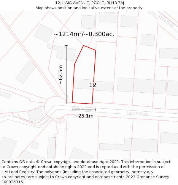 12, HAIG AVENUE, POOLE, BH13 7AJ: Plot and title map