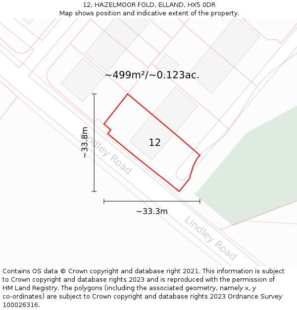 12, HAZELMOOR FOLD, ELLAND, HX5 0DR: Plot and title map