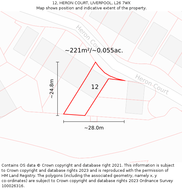 12, HERON COURT, LIVERPOOL, L26 7WX: Plot and title map