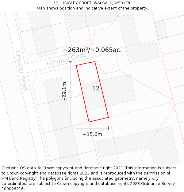 12, HINGLEY CROFT, WALSALL, WS9 0PL: Plot and title map