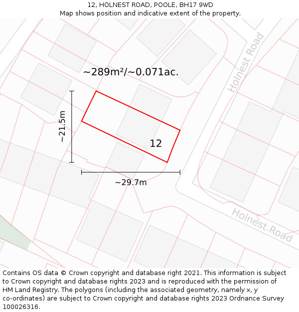 12, HOLNEST ROAD, POOLE, BH17 9WD: Plot and title map