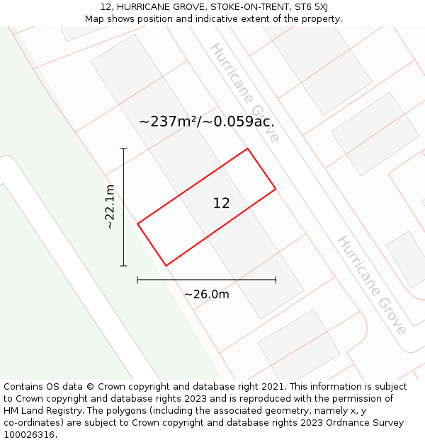 12, HURRICANE GROVE, STOKE-ON-TRENT, ST6 5XJ: Plot and title map