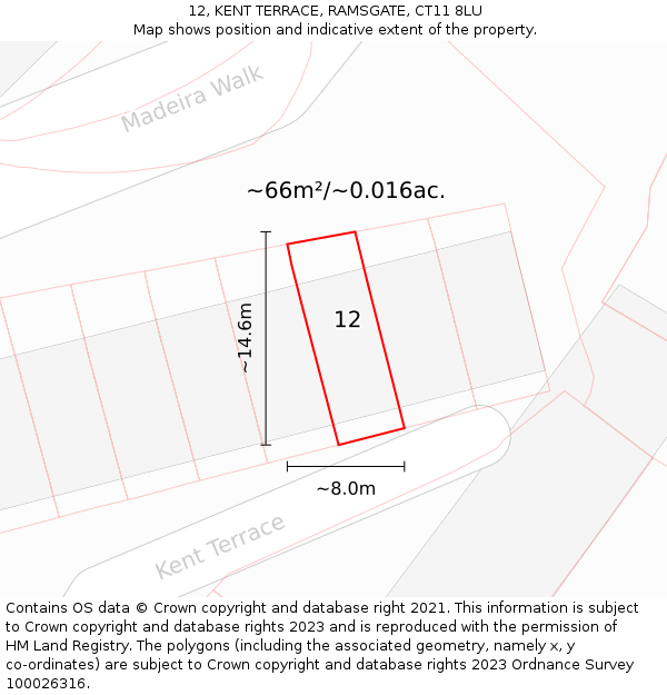 12, KENT TERRACE, RAMSGATE, CT11 8LU: Plot and title map