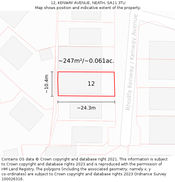 12, KENWAY AVENUE, NEATH, SA11 3TU: Plot and title map