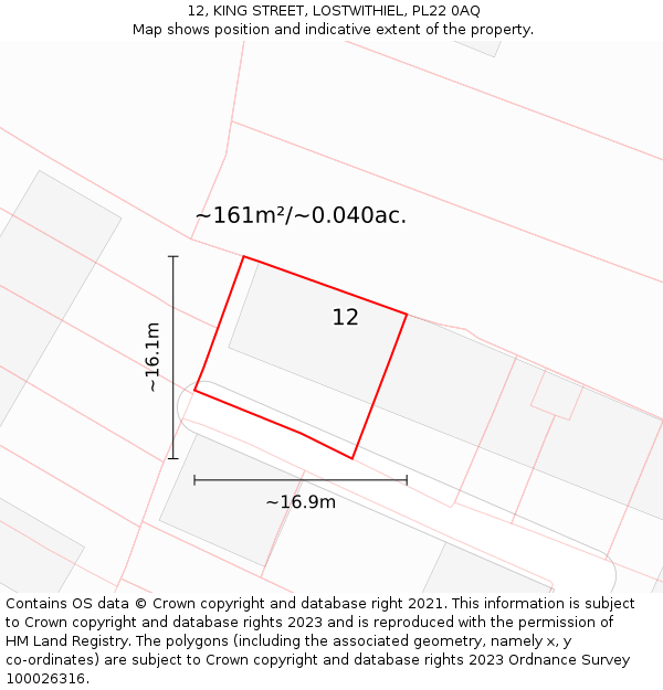 12, KING STREET, LOSTWITHIEL, PL22 0AQ: Plot and title map