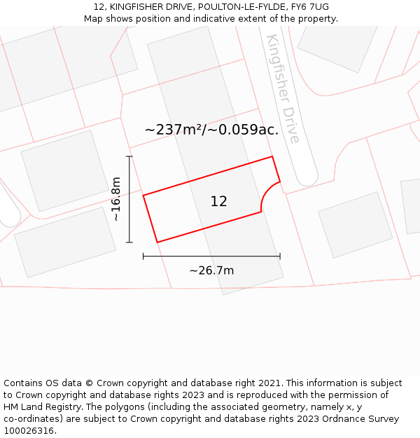 12, KINGFISHER DRIVE, POULTON-LE-FYLDE, FY6 7UG: Plot and title map