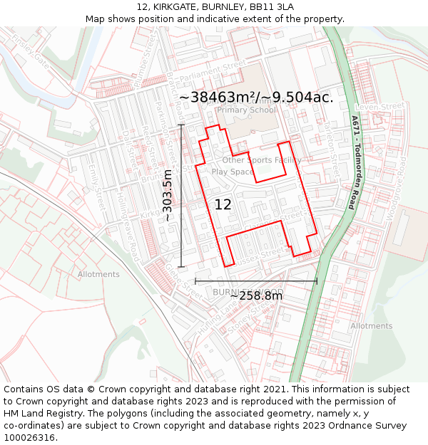 12, KIRKGATE, BURNLEY, BB11 3LA: Plot and title map