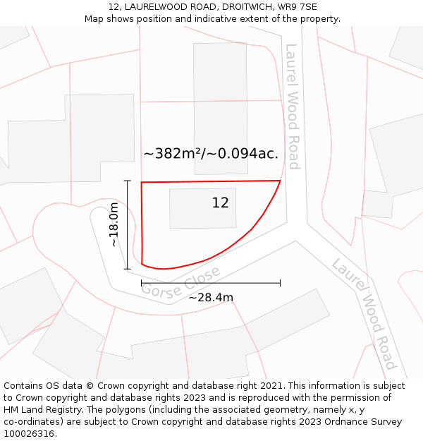 12, LAURELWOOD ROAD, DROITWICH, WR9 7SE: Plot and title map