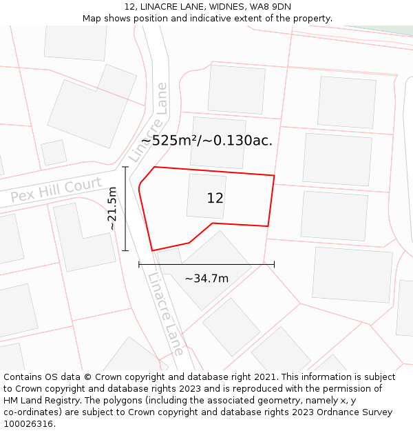 12, LINACRE LANE, WIDNES, WA8 9DN: Plot and title map