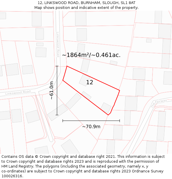 12, LINKSWOOD ROAD, BURNHAM, SLOUGH, SL1 8AT: Plot and title map