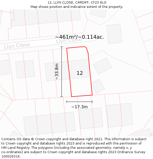 12, LLYN CLOSE, CARDIFF, CF23 6LG: Plot and title map