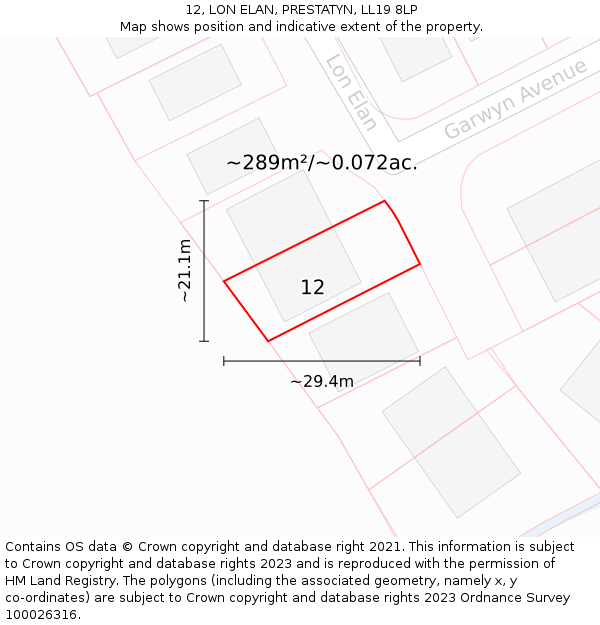 12, LON ELAN, PRESTATYN, LL19 8LP: Plot and title map