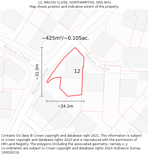 12, MACON CLOSE, NORTHAMPTON, NN5 6HU: Plot and title map