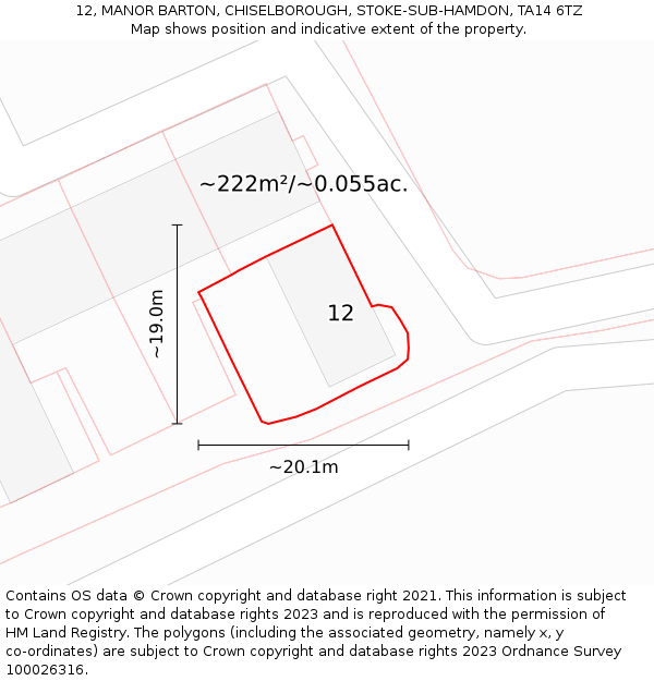 12, MANOR BARTON, CHISELBOROUGH, STOKE-SUB-HAMDON, TA14 6TZ: Plot and title map