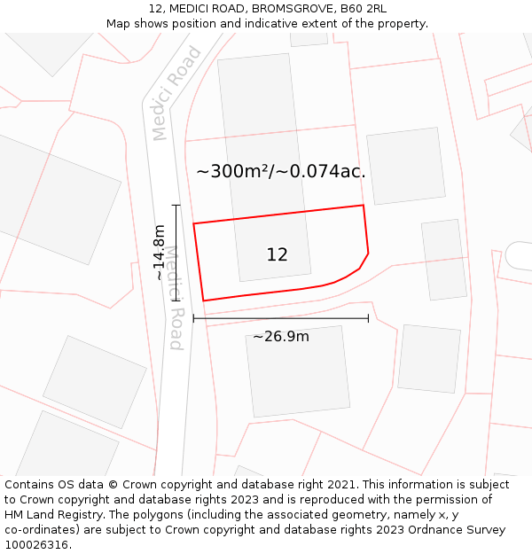 12, MEDICI ROAD, BROMSGROVE, B60 2RL: Plot and title map