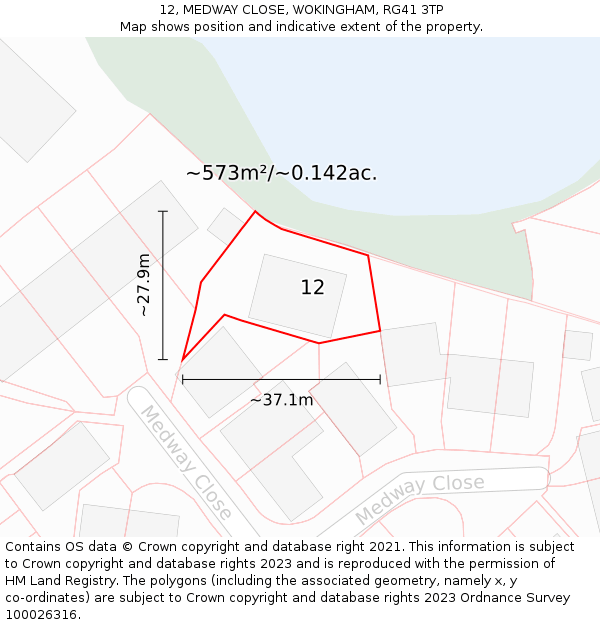 12, MEDWAY CLOSE, WOKINGHAM, RG41 3TP: Plot and title map