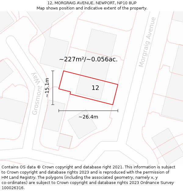 12, MORGRAIG AVENUE, NEWPORT, NP10 8UP: Plot and title map