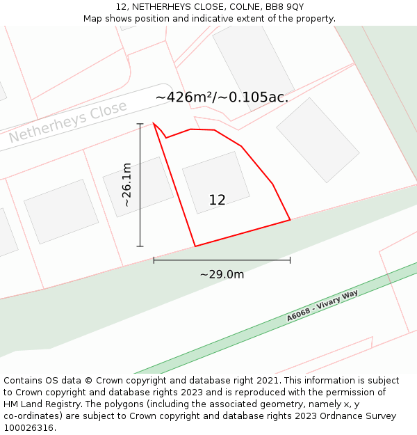 12, NETHERHEYS CLOSE, COLNE, BB8 9QY: Plot and title map