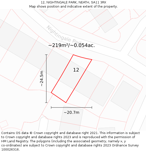 12, NIGHTINGALE PARK, NEATH, SA11 3RX: Plot and title map