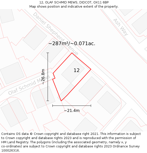 12, OLAF SCHMID MEWS, DIDCOT, OX11 6BP: Plot and title map