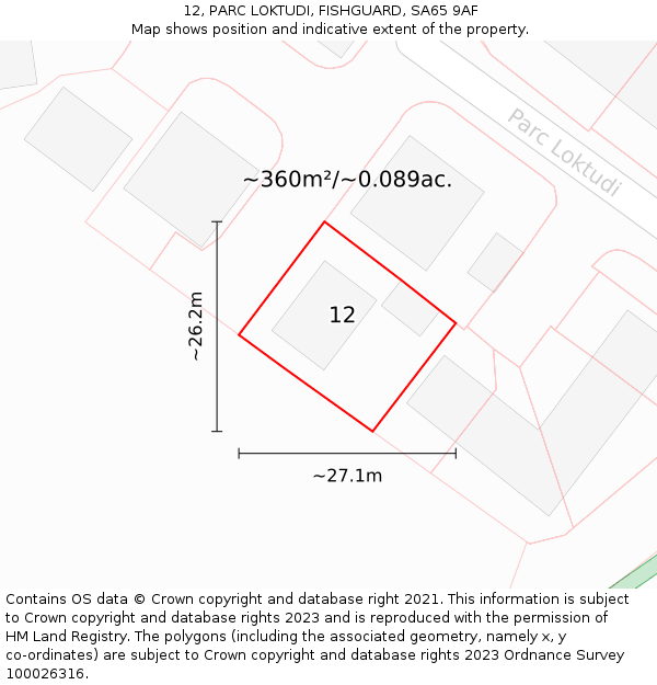 12, PARC LOKTUDI, FISHGUARD, SA65 9AF: Plot and title map