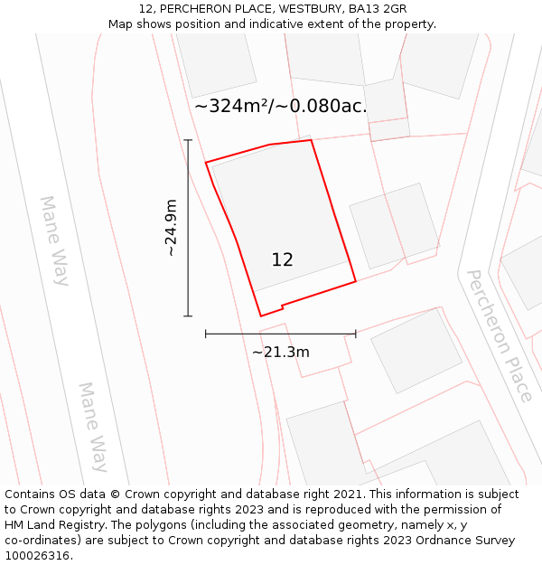 12, PERCHERON PLACE, WESTBURY, BA13 2GR: Plot and title map