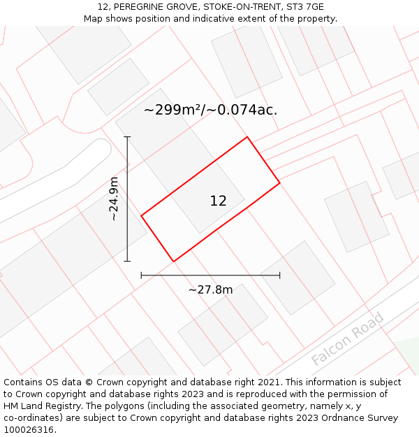 12, PEREGRINE GROVE, STOKE-ON-TRENT, ST3 7GE: Plot and title map