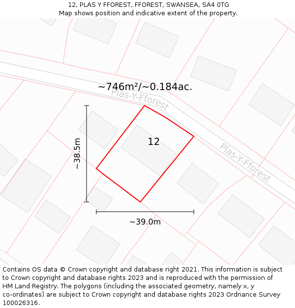 12, PLAS Y FFOREST, FFOREST, SWANSEA, SA4 0TG: Plot and title map