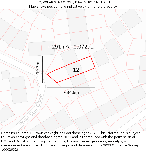 12, POLAR STAR CLOSE, DAVENTRY, NN11 9BU: Plot and title map