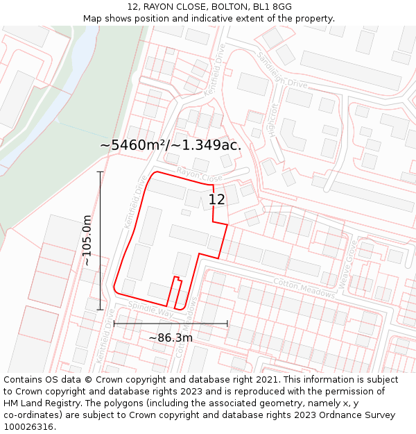 12, RAYON CLOSE, BOLTON, BL1 8GG: Plot and title map