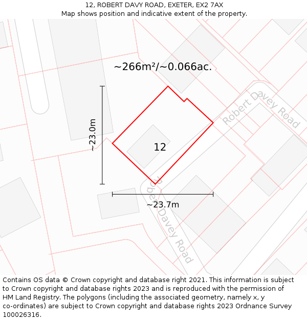 12, ROBERT DAVY ROAD, EXETER, EX2 7AX: Plot and title map