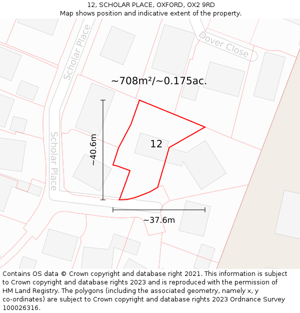 12, SCHOLAR PLACE, OXFORD, OX2 9RD: Plot and title map