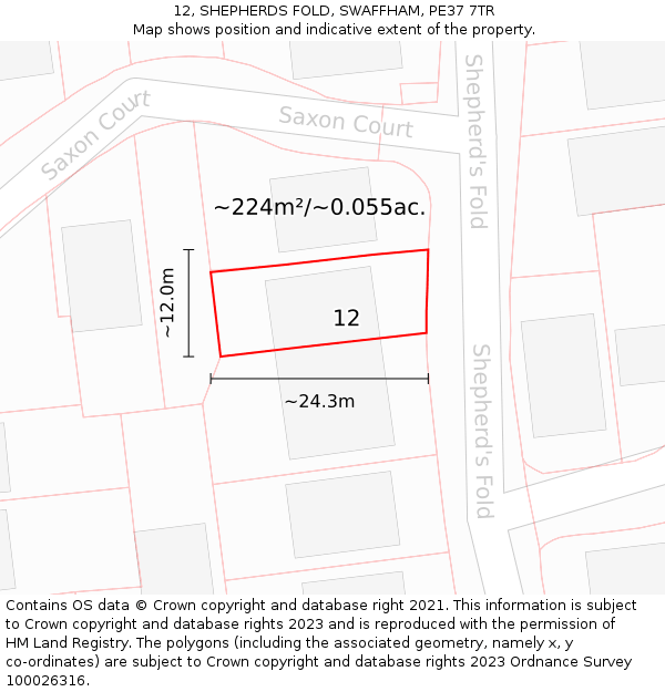 12, SHEPHERDS FOLD, SWAFFHAM, PE37 7TR: Plot and title map