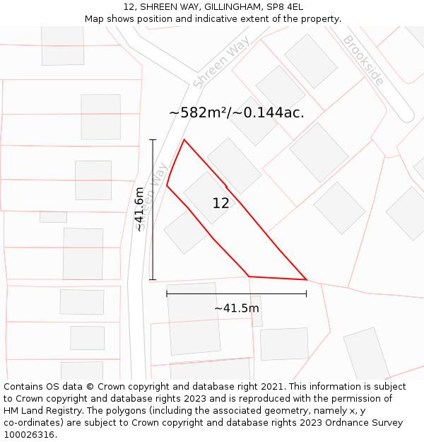 12, SHREEN WAY, GILLINGHAM, SP8 4EL: Plot and title map