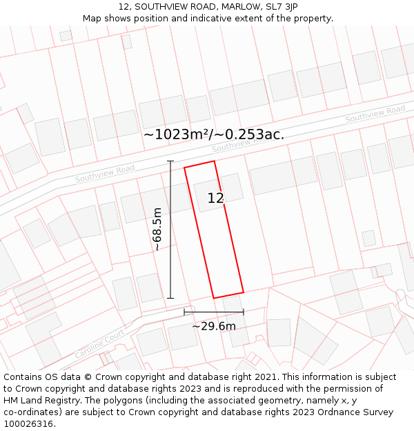 12, SOUTHVIEW ROAD, MARLOW, SL7 3JP: Plot and title map