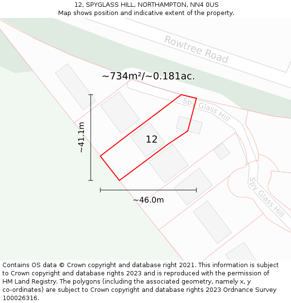 12, SPYGLASS HILL, NORTHAMPTON, NN4 0US: Plot and title map