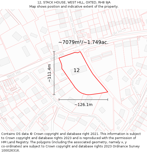 12, STACK HOUSE, WEST HILL, OXTED, RH8 9JA: Plot and title map