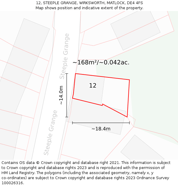 12, STEEPLE GRANGE, WIRKSWORTH, MATLOCK, DE4 4FS: Plot and title map