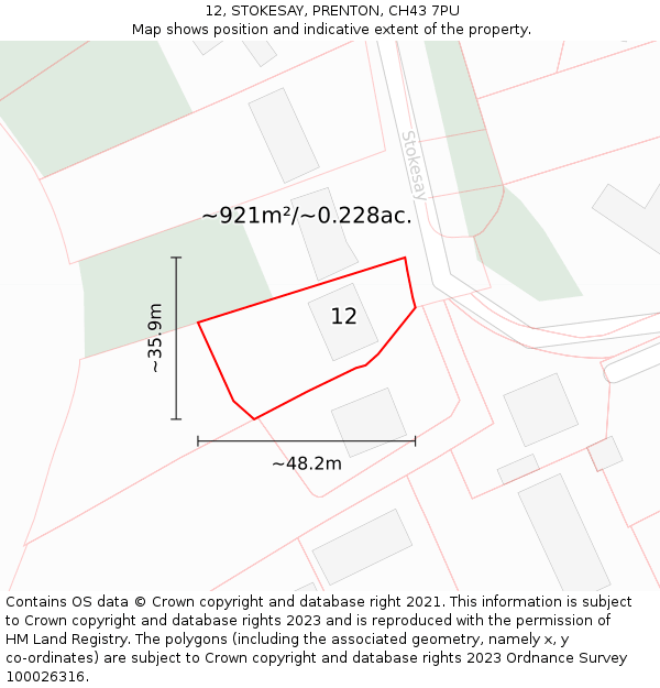 12, STOKESAY, PRENTON, CH43 7PU: Plot and title map