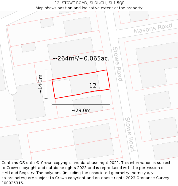 12, STOWE ROAD, SLOUGH, SL1 5QF: Plot and title map