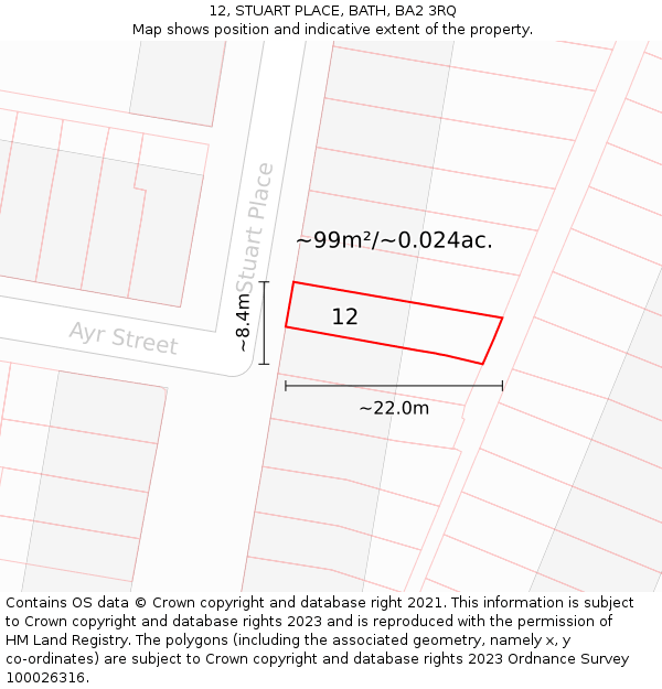 12, STUART PLACE, BATH, BA2 3RQ: Plot and title map