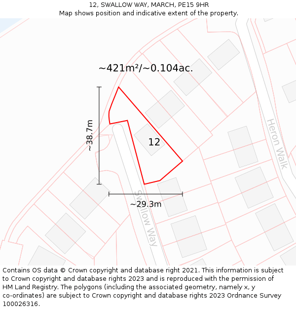 12, SWALLOW WAY, MARCH, PE15 9HR: Plot and title map