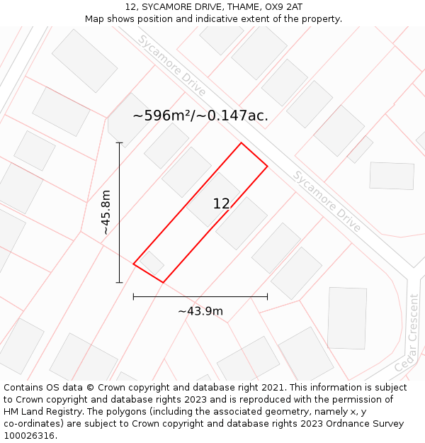 12, SYCAMORE DRIVE, THAME, OX9 2AT: Plot and title map