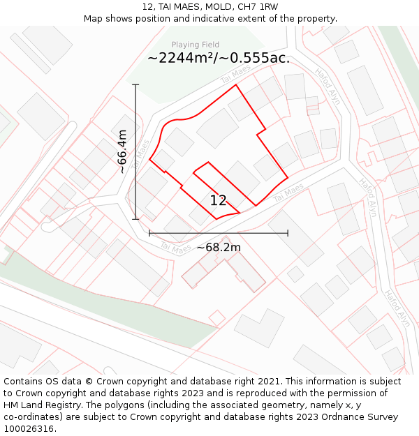12, TAI MAES, MOLD, CH7 1RW: Plot and title map