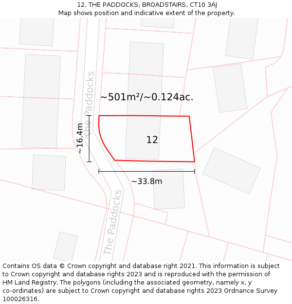 12, THE PADDOCKS, BROADSTAIRS, CT10 3AJ: Plot and title map