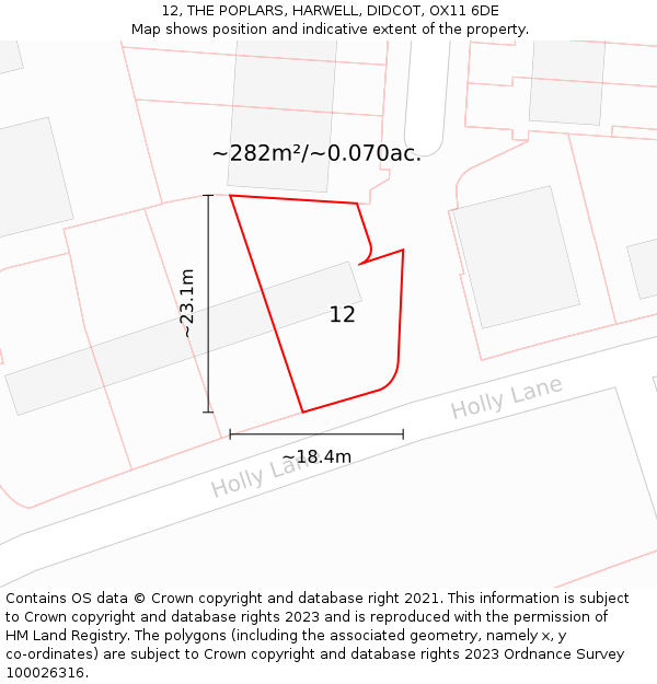 12, THE POPLARS, HARWELL, DIDCOT, OX11 6DE: Plot and title map